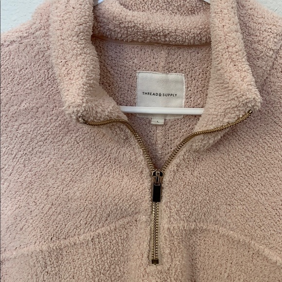 Blush Fluffy Quarter Zip Coat - Picture 4 of 4